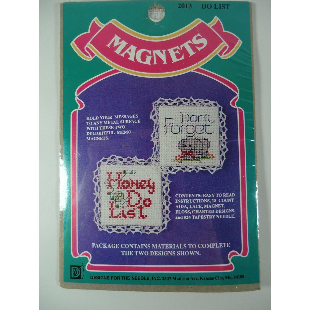 Counted Cross Stitch Magnet KITS Honey Do List and Don't Forget Elephant NEW